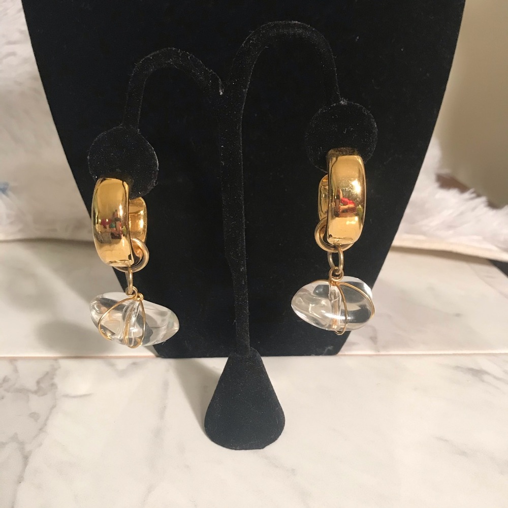 Earrings costume gold and clear stone